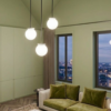 Moon lamp, globe lamp, hanging lamp, white colour lamp, pendant lamp, warm light, lighting solution, interior designing