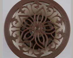 The Sunlinder desk lamp in metallic brown colour with mandala finish, modern designer lamp with warm lighting by The Sundayy